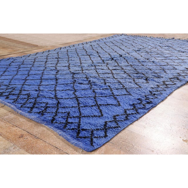 Royal Blue Vintage Beni M'Guild Moroccan Rug, 05'10 X 09'03 For Sale - Image 8 of 10