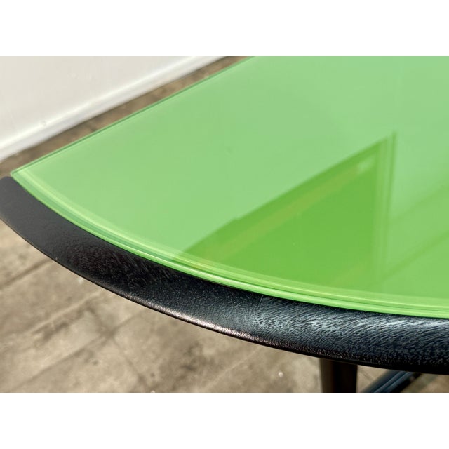 Italian Italian Mid-Century Black Lacquered Wood and Green Glass Console, 1950s For Sale - Image 3 of 6