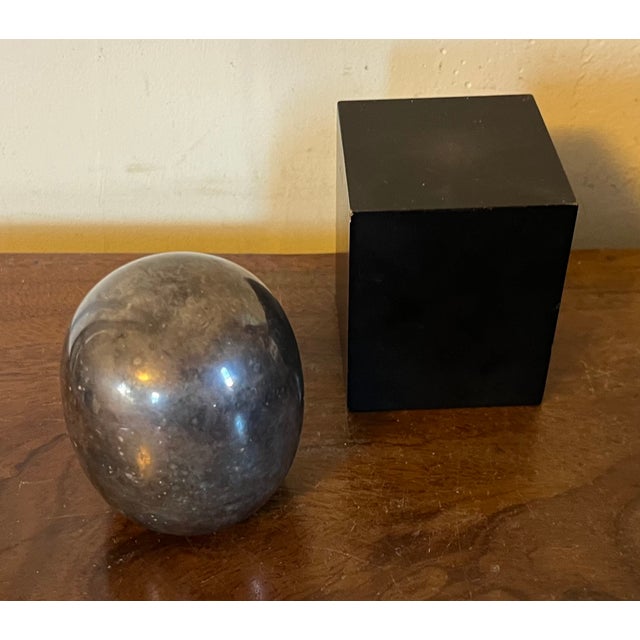 Modernist Silvered Bronze Super Egg Sculpture on Ebonized Wood Base by Skjode Skjern - 1985 Denmark For Sale In New York - Image 6 of 12
