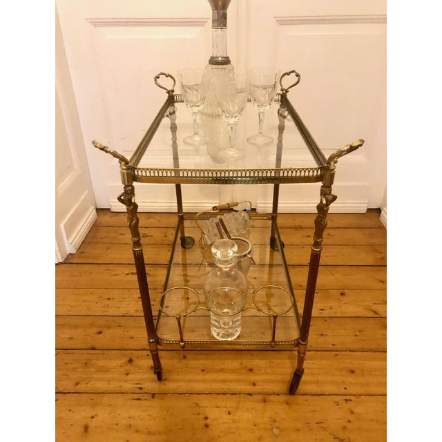 Neoclassical Tea Trolley in Brass with Angel Figurines, 1950s For Sale - Image 9 of 15