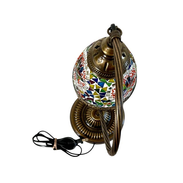 Early 21st Century Swan Neck Reading Table Lamp, Turkish Mosaic Retro Desk Light, Handmade 17.5” For Sale - Image 5 of 10