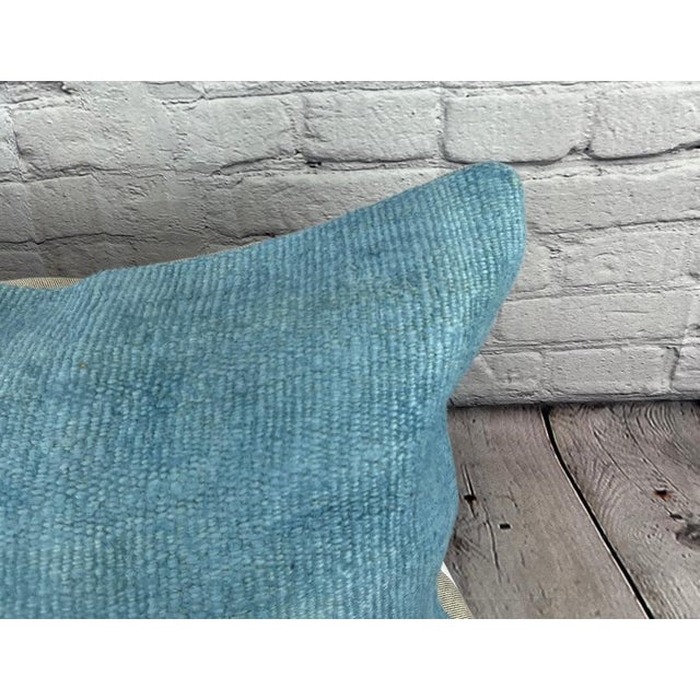 Turkish 16 x 24 Hemp Pillow Turkish Cushion Natural Blue Pillow Cushion Cover For Sale - Image 3 of 4