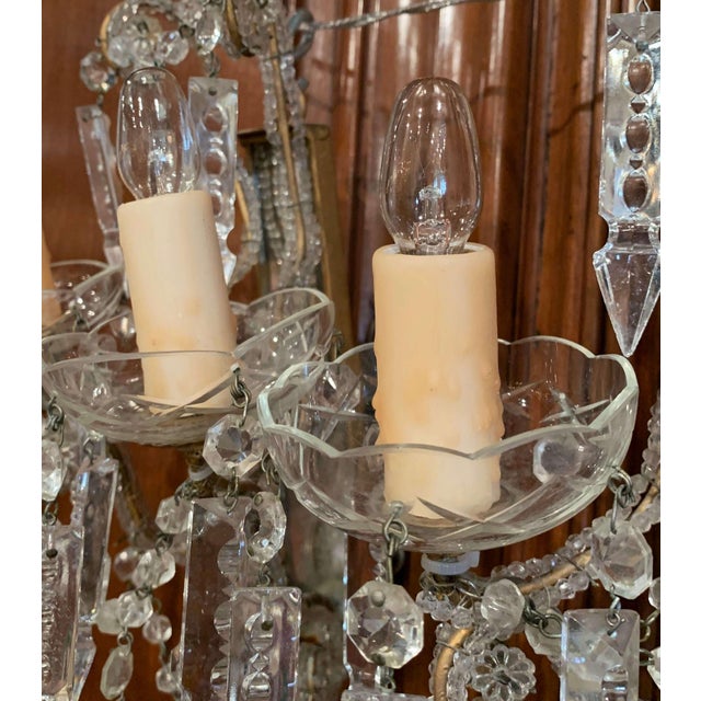 Glass Pair Early 20th Century Italian Crystal Two-Light Wall Sconces For Sale - Image 7 of 7