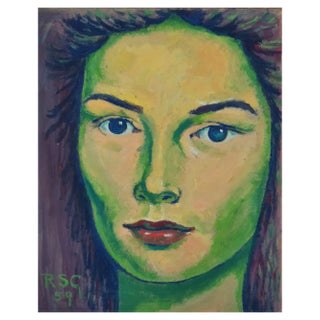 Gabino Rey Santiago, Portrait, 1959, Mixed Media on Paper For Sale