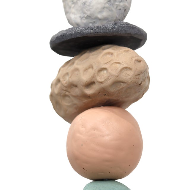 Abstract Palm Springs Totem 2 - Modern Unique Muted Tone Abstract Playful Resin Sculpture Original Artwork by Nayla Saroufim For Sale - Image 3 of 9