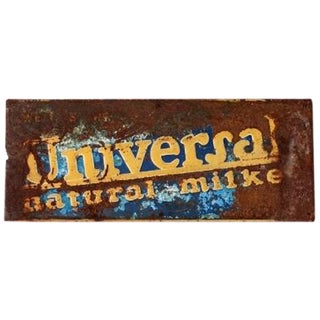 Vintage "Universal Nautral Milker" Metal Sign For Sale