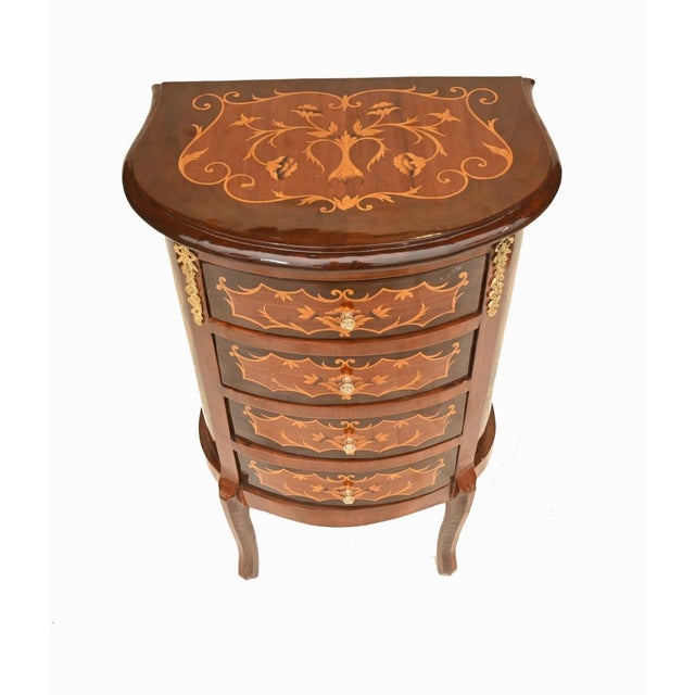 French Louis XV Revival Inlaid Nightstands, Set of 2 For Sale - Image 6 of 10