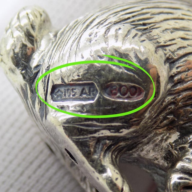 Brass Vintage Italian Handmade Genuine Silver & Brass Rabbit Bunny Figurine Miniature For Sale - Image 8 of 10