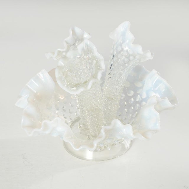 Glass Blue Opalescent Hobnail Epergné by Fenton For Sale - Image 7 of 10