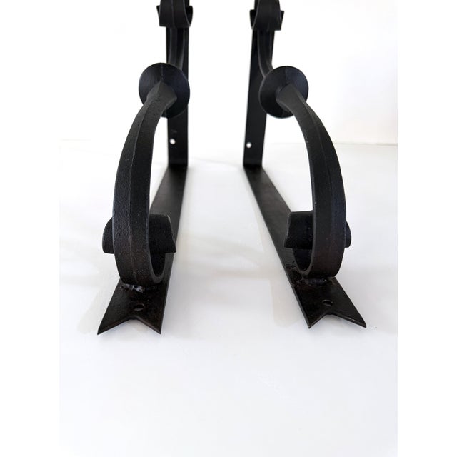 Early 20th Century Large Antique Cast Iron Scroll Shelf Brackets For Sale - Image 5 of 13