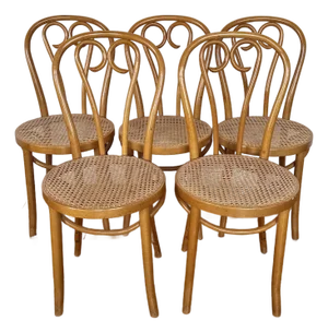 1960s Set of 5 Thonet-Style Bentwood Sweetheart Chairs - Made in Romania