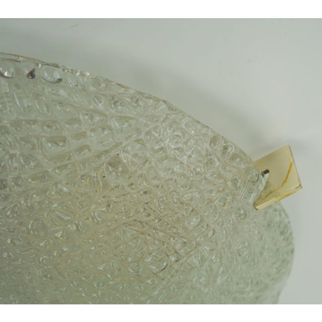 Vintage Ice Glass Ceiling Lamp Flush Mount with Relief Surface from Kaiser-Leuchten, 1960s For Sale - Image 6 of 18