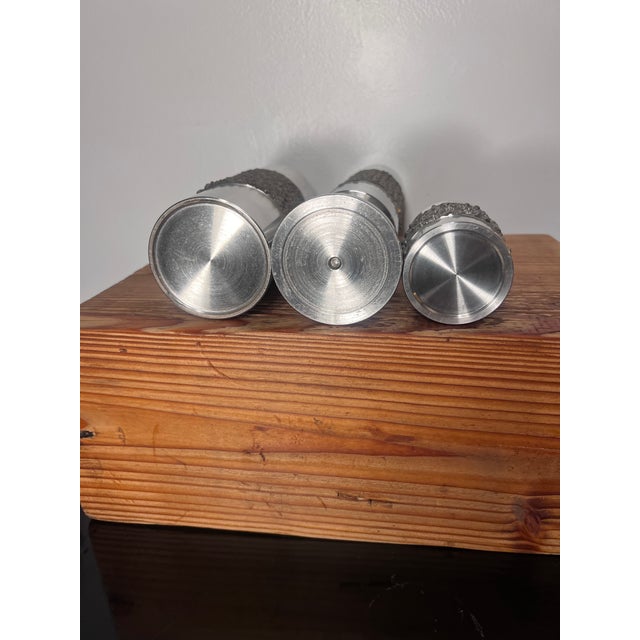 Metal 1960s Brutalist Vase and Lighter Set - 3 Piece Set For Sale - Image 7 of 12