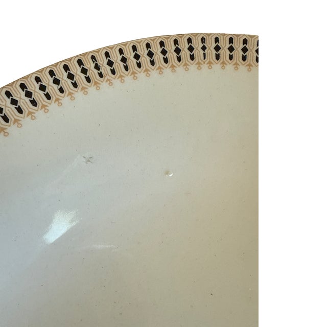 1910s Homer Laughlin Empress Large Oval Serving Platter With Black Diamonds and Gold Trim For Sale In West Palm - Image 6 of 7