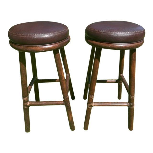 Late 20th Century McGuire Bar Stools a Pair Chairish