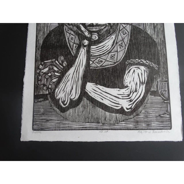 Mid-Century Modern Mid 20th Century "Felice" Byron Randall Modernist Abstract Linocut For Sale - Image 3 of 5