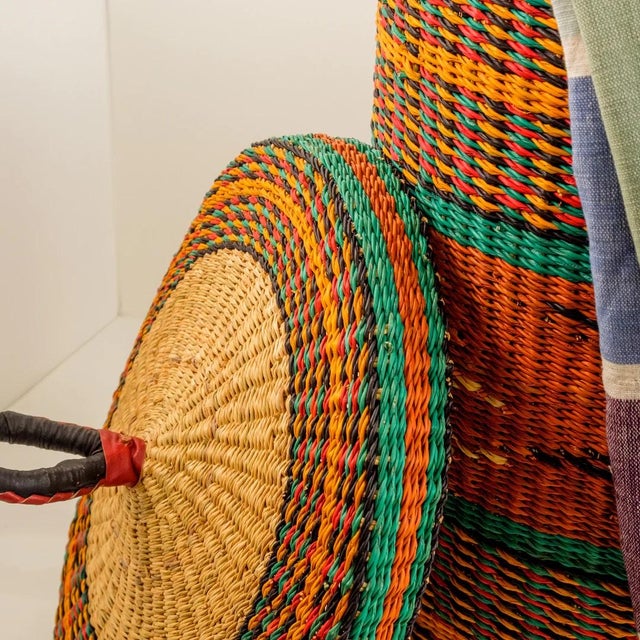 Large Ghana Burnt Orange Laundry Basket Hamper Basket Home Decor Basket With a Lid For Sale - Image 4 of 4