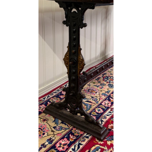 Antique English Bakers Table Sofa Entry Hall Kitchen Island With Cast Iron Base For Sale - Image 11 of 18