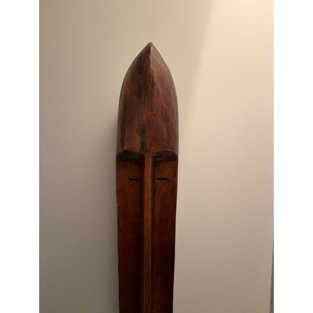 Wood Elongated Hand‑Carved Wooden Wall Sculpture – Organic Modern Art Mask From Material Possessions Chicago For Sale - Image 7 of 10