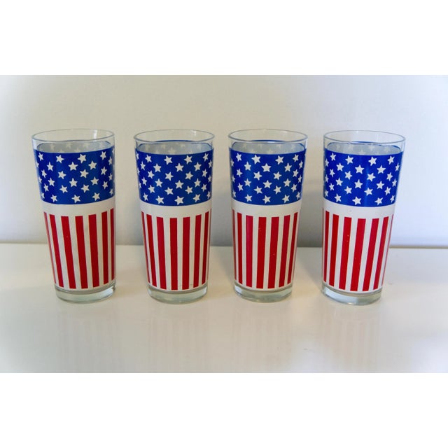 American 1970s Stars and Stripes Glass Tumblers - Set of 4 For Sale - Image 3 of 9