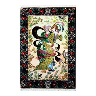 Vintage Pictorial Tabriz Rug For Sale