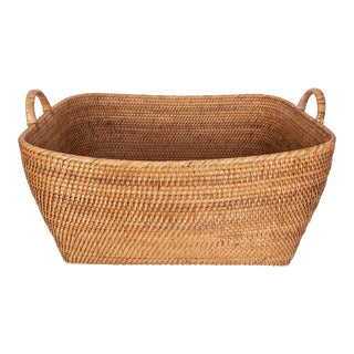 Artifacts Saboga Home Everything Basket with Hoop Handles in Honey Brown - 31" For Sale