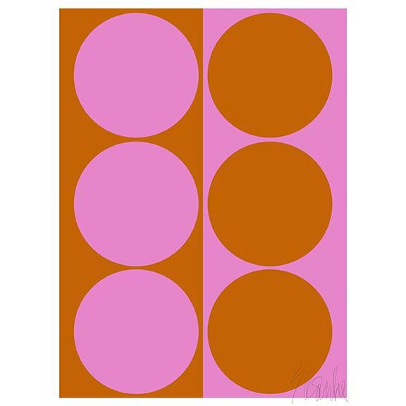 Dynamic Pair Pink and Amber Fine Art Print 21.25" X 30" by Liz Roache For Sale