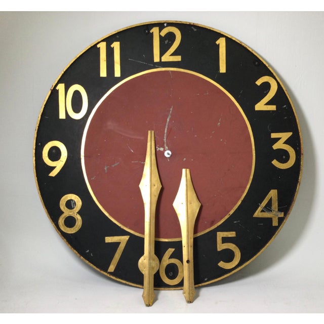 Large Architectural Clock Face with Gilt Numbers and Hands For Sale - Image 14 of 14