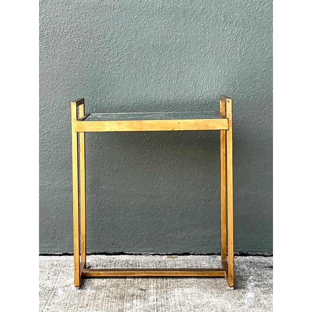 Metal Vintage Metal and Mirrored Glass Side Table For Sale - Image 7 of 12