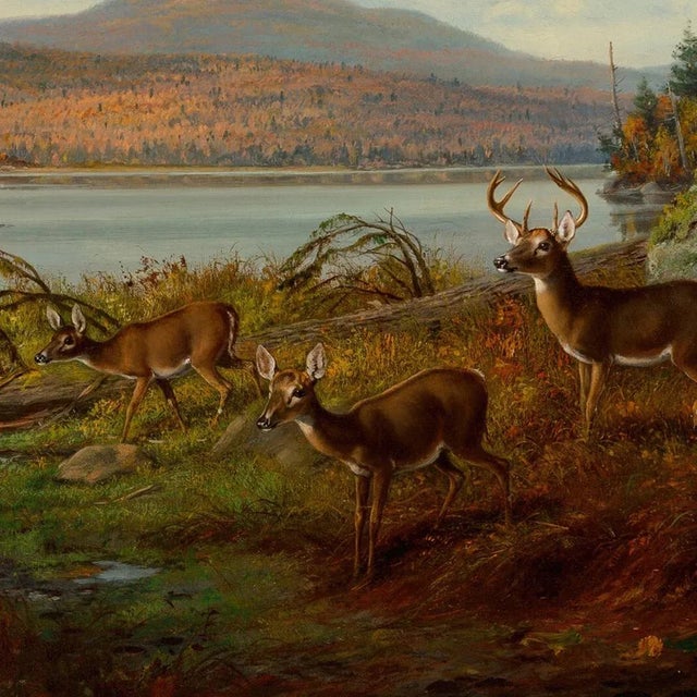 Reproduction print of the original oil painting by American painter Arthur Fitzwilliam Tait (1819-1905) framed in a 2"...