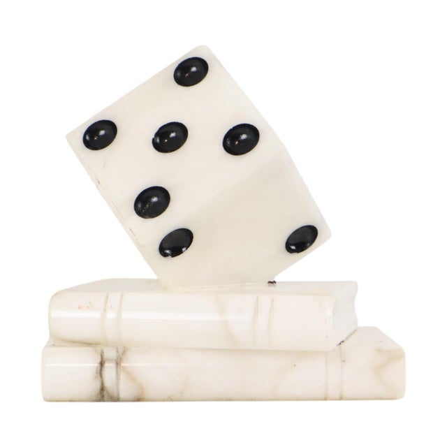 Vintage Alabaster Dice Paperweight Figurine For Sale - Image 9 of 14