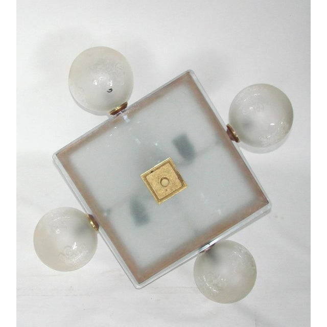 Modern Mid-Century Ceiling Light in Brass, Wood and Frosted Glass, 1950s For Sale - Image 3 of 15