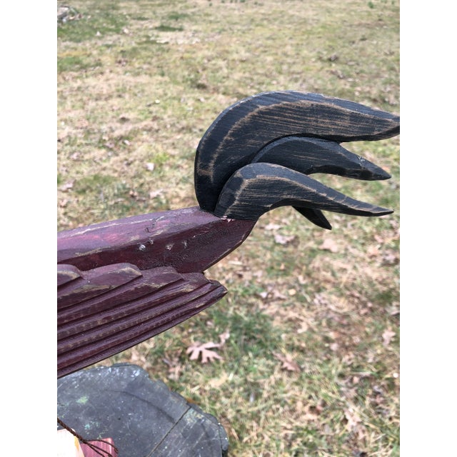 Late 20th Century Wood Carved Rooster on Stand For Sale In Greenville, SC - Image 6 of 8