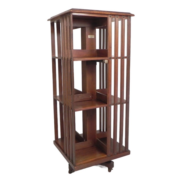 Mahogany Book Carousel by G. Borgeaud, Paris, 1930s For Sale