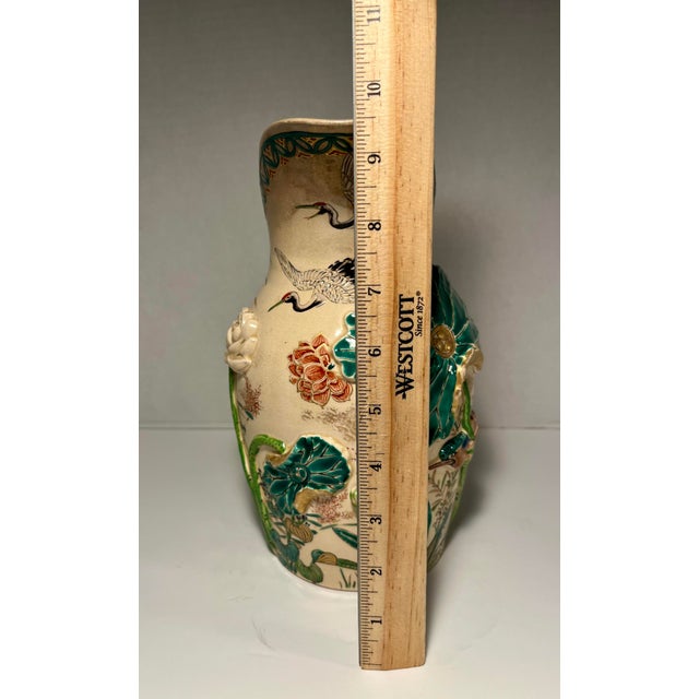 Antique Meiji Era Japanese Kyoto Satsuma Pottery Signed Studio Kinkozan Pitcher For Sale - Image 10 of 10