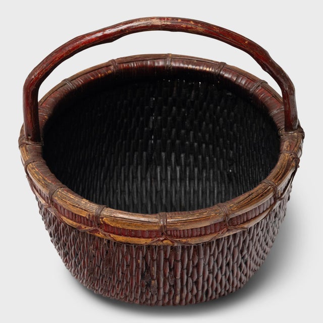Arts & Crafts Chinese Lacquered Harvest Basket, C. 1900 For Sale - Image 3 of 6