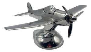 1940s Art Deco Chrome Propeller P-51a Mustang Airplane Table Lighter by Hamilton