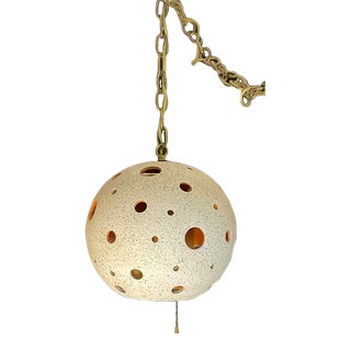 Vintage Mid Century Swag Ceramic Hanging Pendant Light, 1960s For Sale