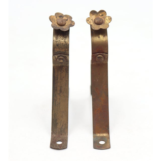 Traditional Pair of Vintage Floral Steel Curtain Rod Brackets For Sale - Image 3 of 5