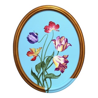 Petals in Reverie II - Framed Botanical Flowers Still Life Acrylic Painting by Carlos Gamez De Francisco For Sale
