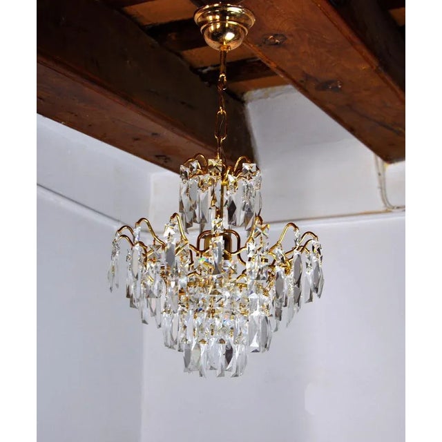 Glass Italian Regency Crystal Chandelier, 1970 For Sale - Image 7 of 8