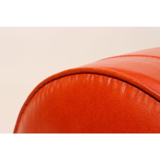 Mid-Century Modern Orange Pouf / Foot Stool / Ottoman For Sale - Image 11 of 16