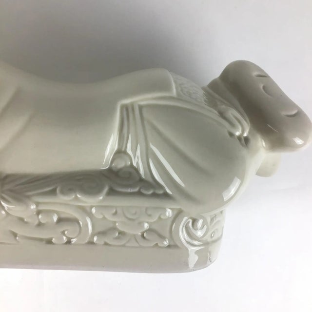 Vintage Chairman Mao White Porcelain Money Pillow For Sale - Image 9 of 11