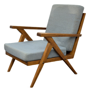 Mid Century Modern Oak Slat Construction Z Chair, Crawford Furniture