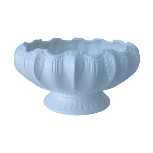 Vintage Italian Porcelain Acanthus Leaf Center Bowl For Sale