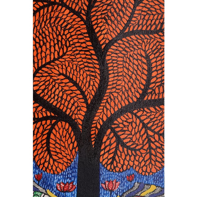 Celebrate the beauty of traditional Indian folk art with this striking hand-painted Madhubani painting by Mamta Devi, a...