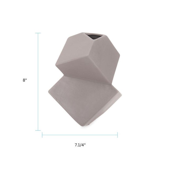 Ceramic Taupe Ceramic Cubic Vase Small For Sale - Image 7 of 8