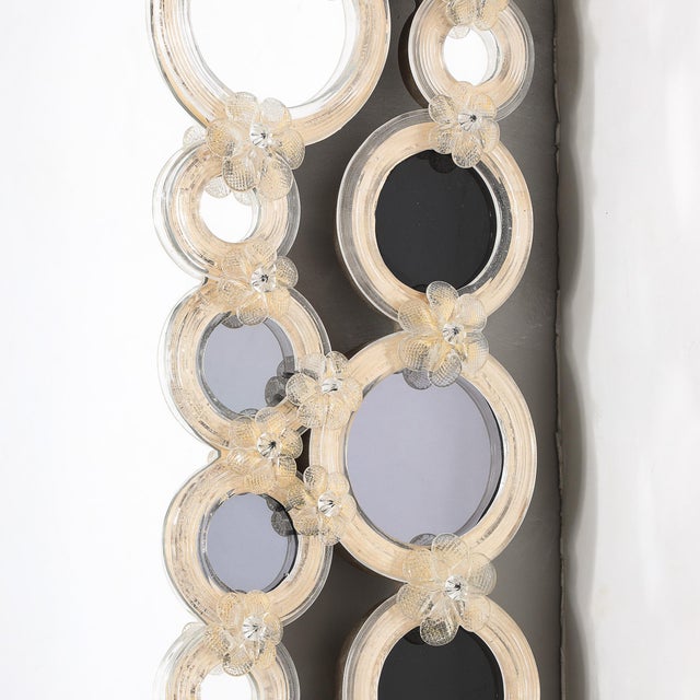 Late 20th Century Modernist Hand-Blown Murano Glass Mirror W/ Gold Fleck Applique Border Detailing For Sale - Image 5 of 18