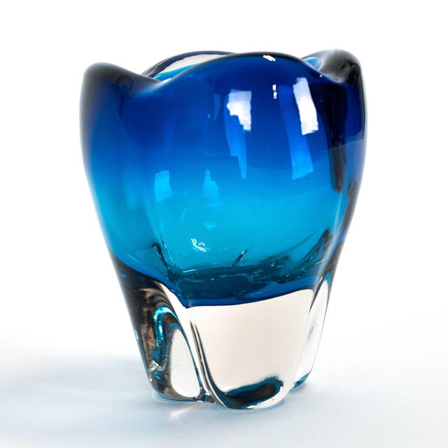 1960s European Blue Art Glass "Molar" Vase by Whitefriars For Sale - Image 4 of 8