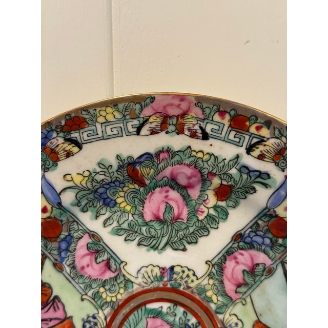 Vintage Japanese Famille Rose Style Decorative Porcelain Plate With Figural Scenes For Sale - Image 4 of 9